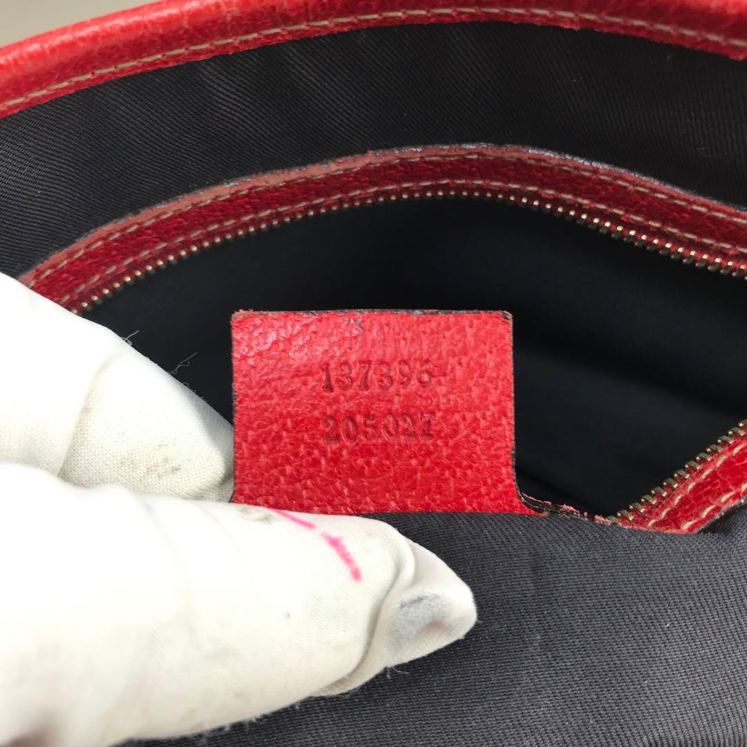 グッチ GUCCI GGトートバッグ レッド キャンバス シェリーライン