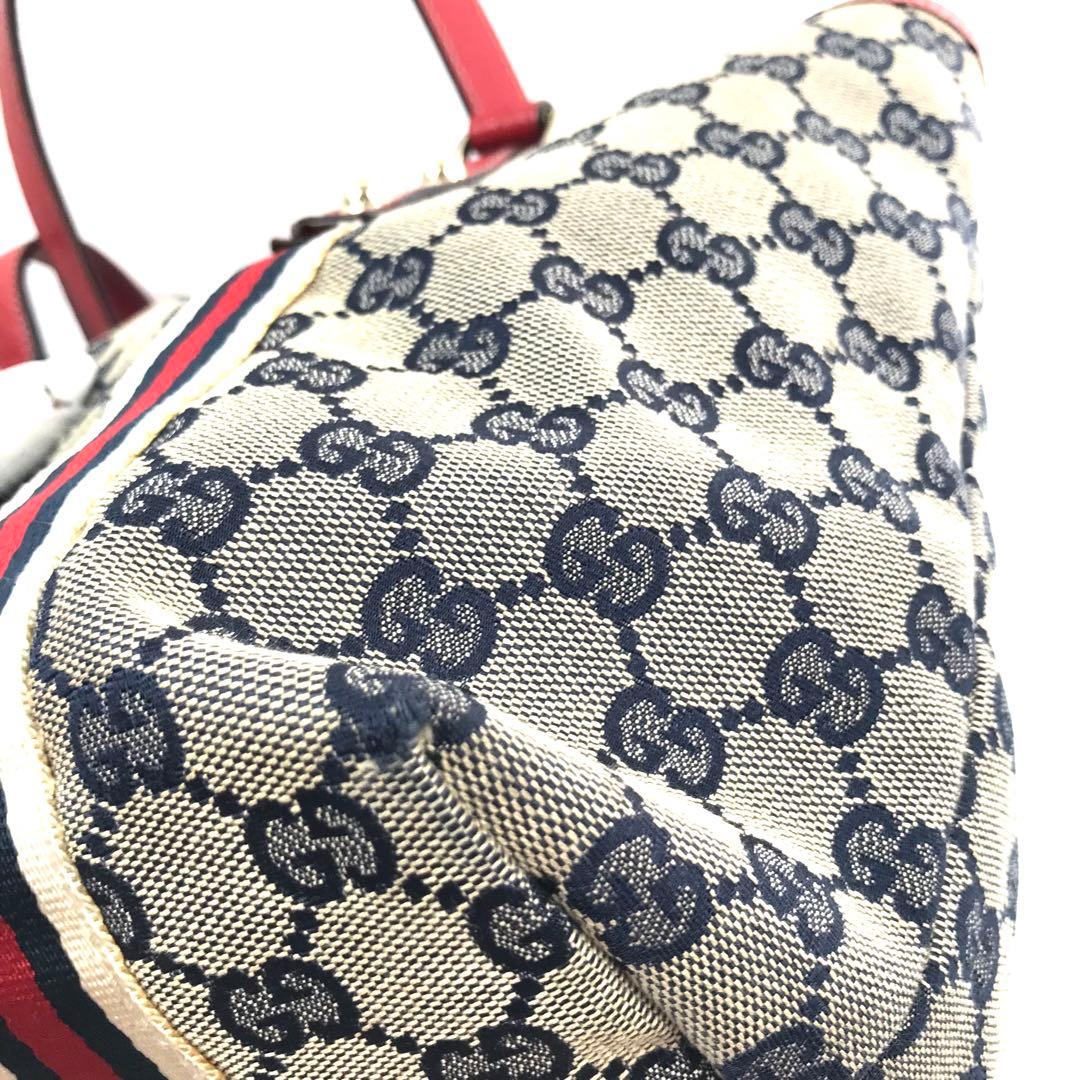 グッチ GUCCI GGトートバッグ レッド キャンバス シェリーライン