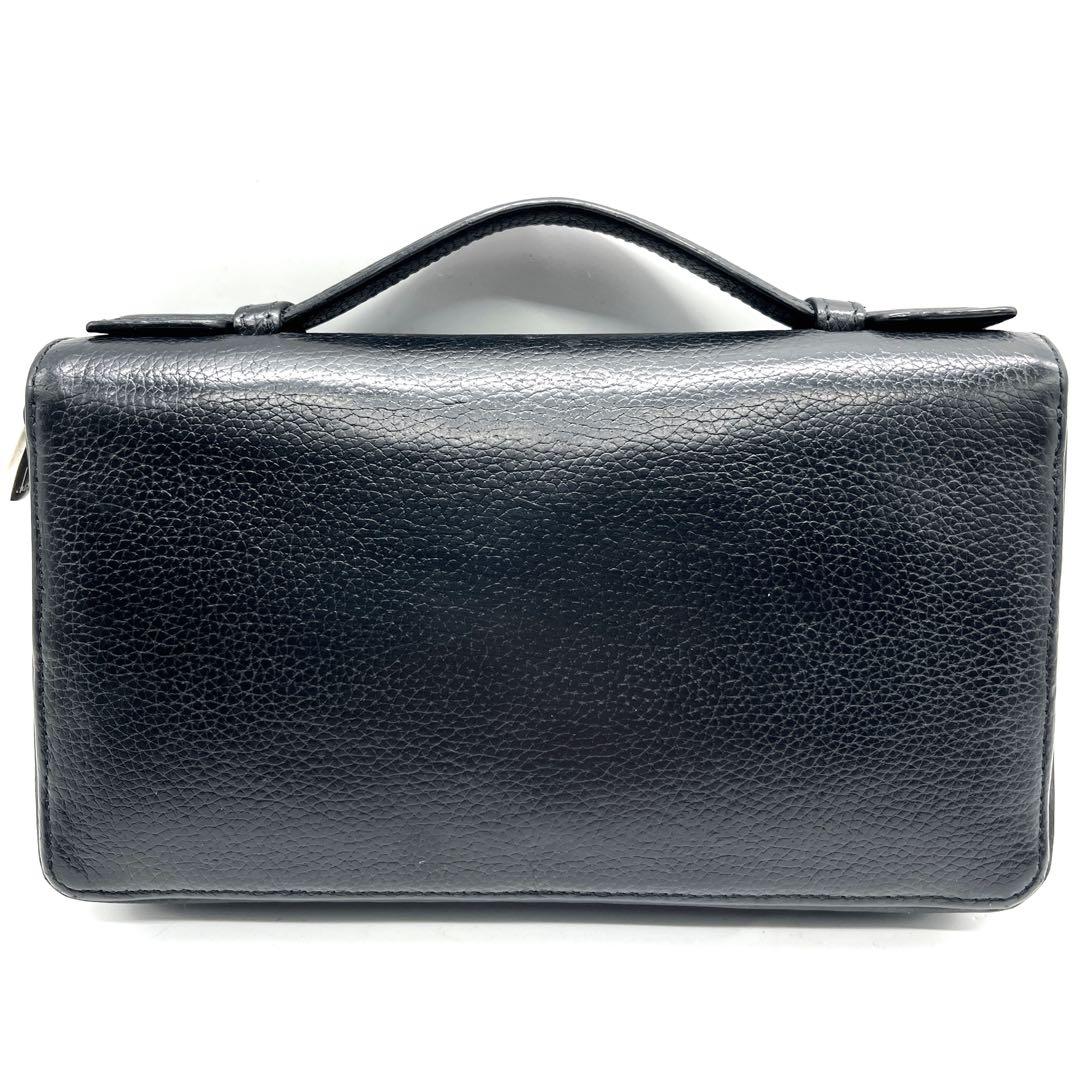 ダンヒル オーガナイザー 長財布 ラウンドファスナー レザー ブラック