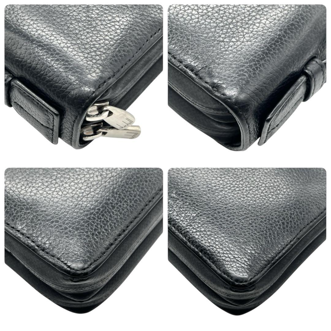 ダンヒル オーガナイザー 長財布 ラウンドファスナー レザー ブラック