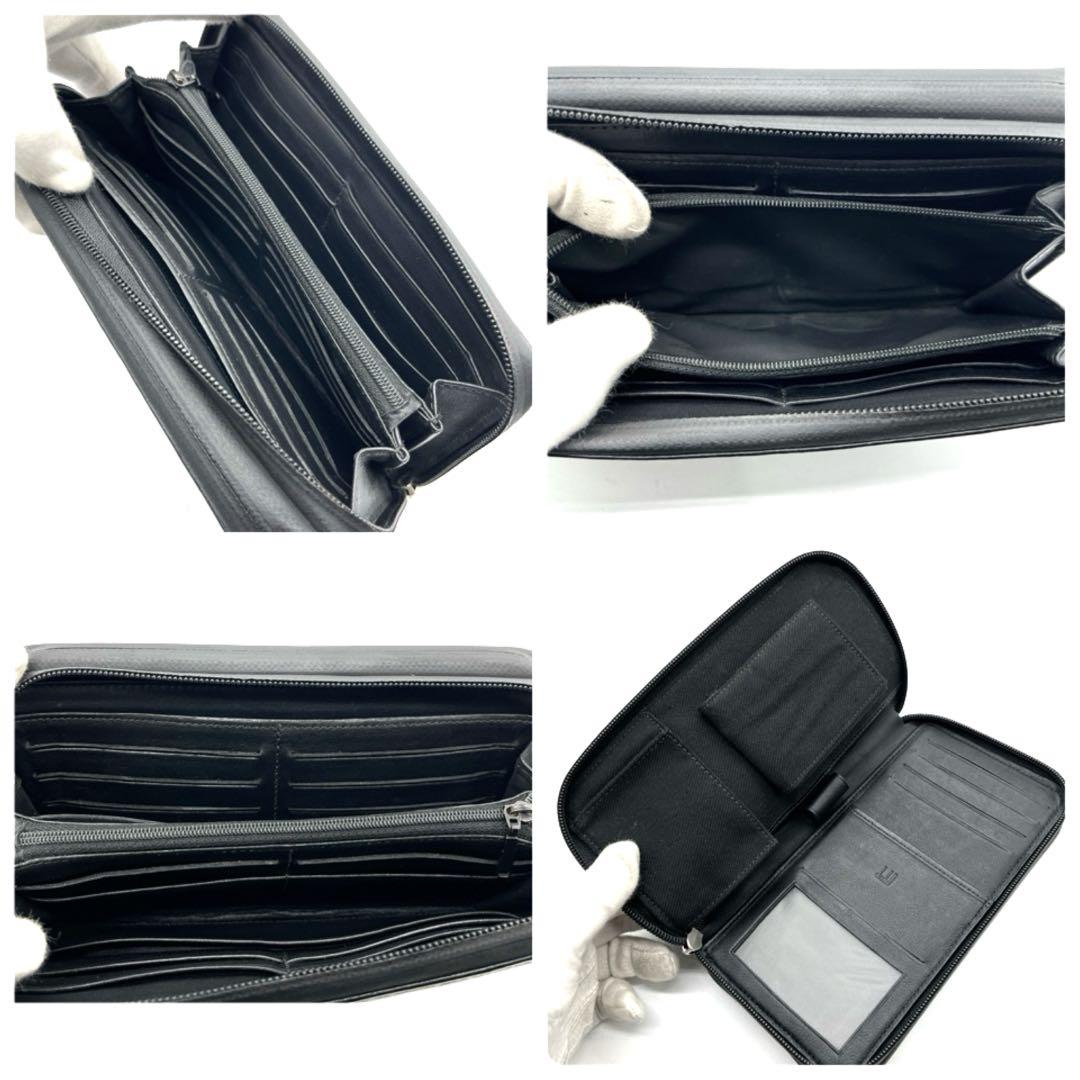 ダンヒル オーガナイザー 長財布 ラウンドファスナー レザー ブラック