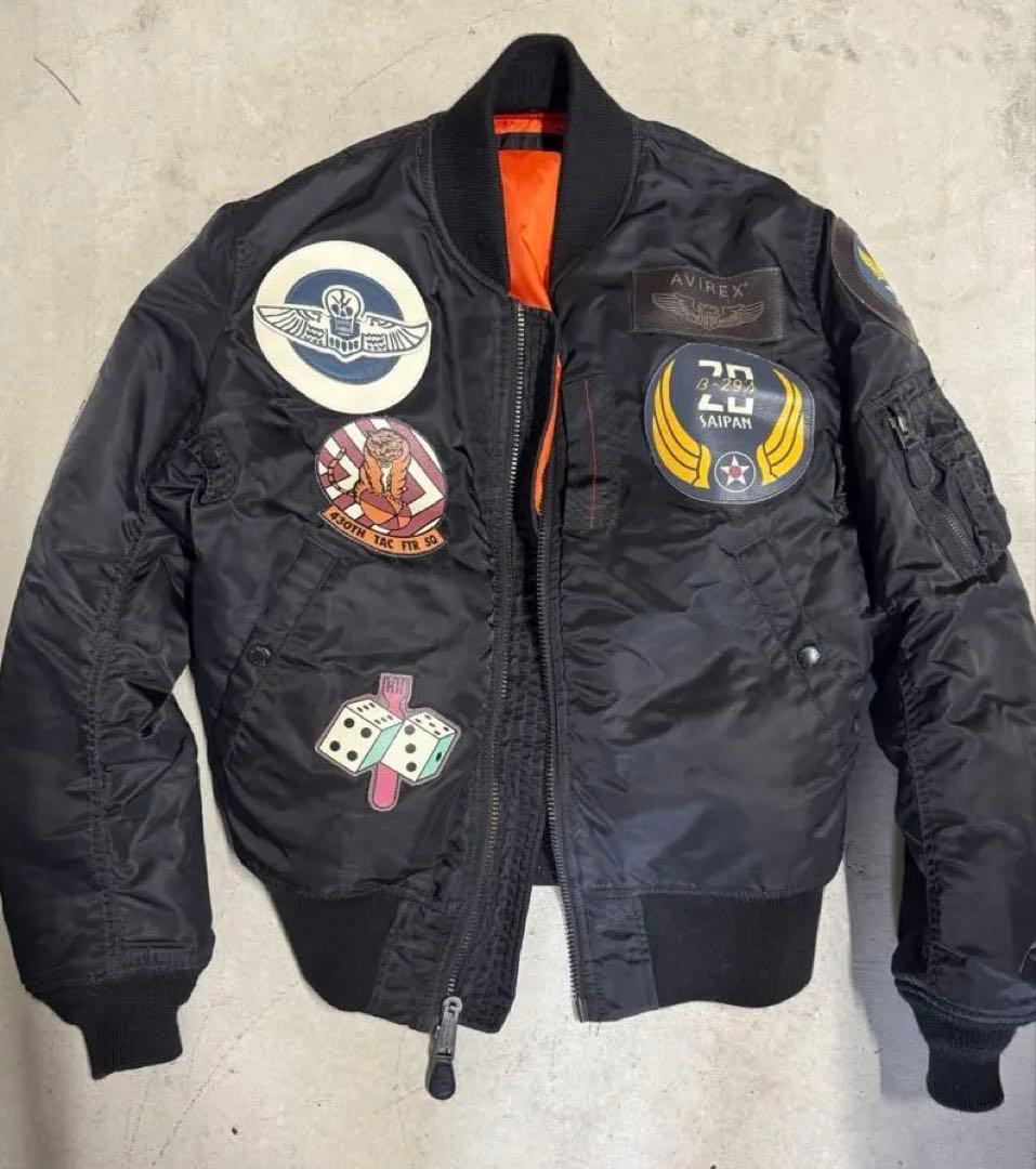 【AVIREX】長渕剛 MA-1 トップガン TOP GUN 黒 sizeL