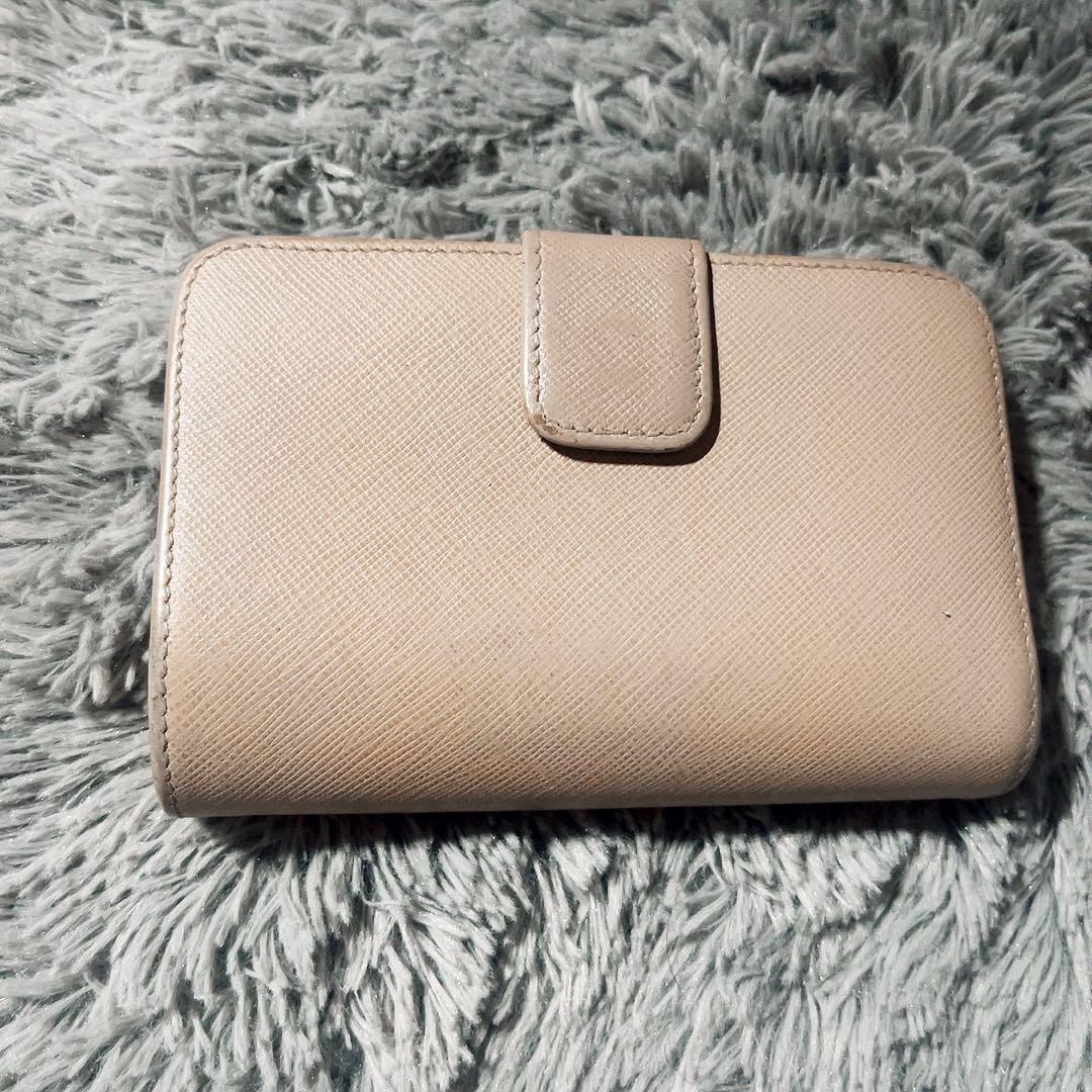 PRADA 二つ折り財布 ベージュ サフィアーノレザー