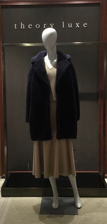 新品★セオリーリュクス★ネイビー ボア パイルチェスターコート テディベアコート