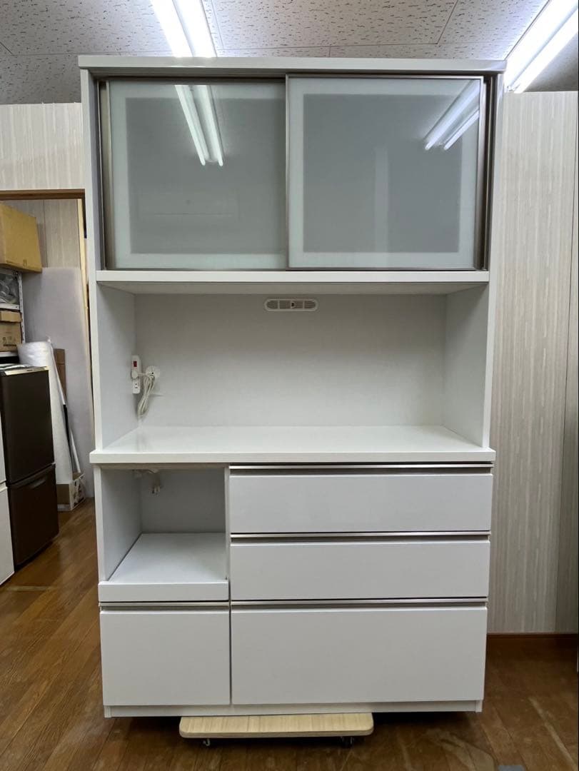 大型家具 三幸 キッチンボード 食器棚 レンジボード 白家具
