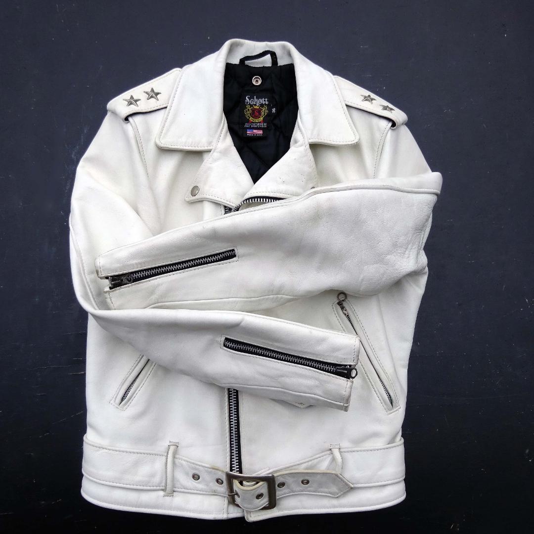 (白)Schott 613US ショット ワンスター ダブル ライダース36