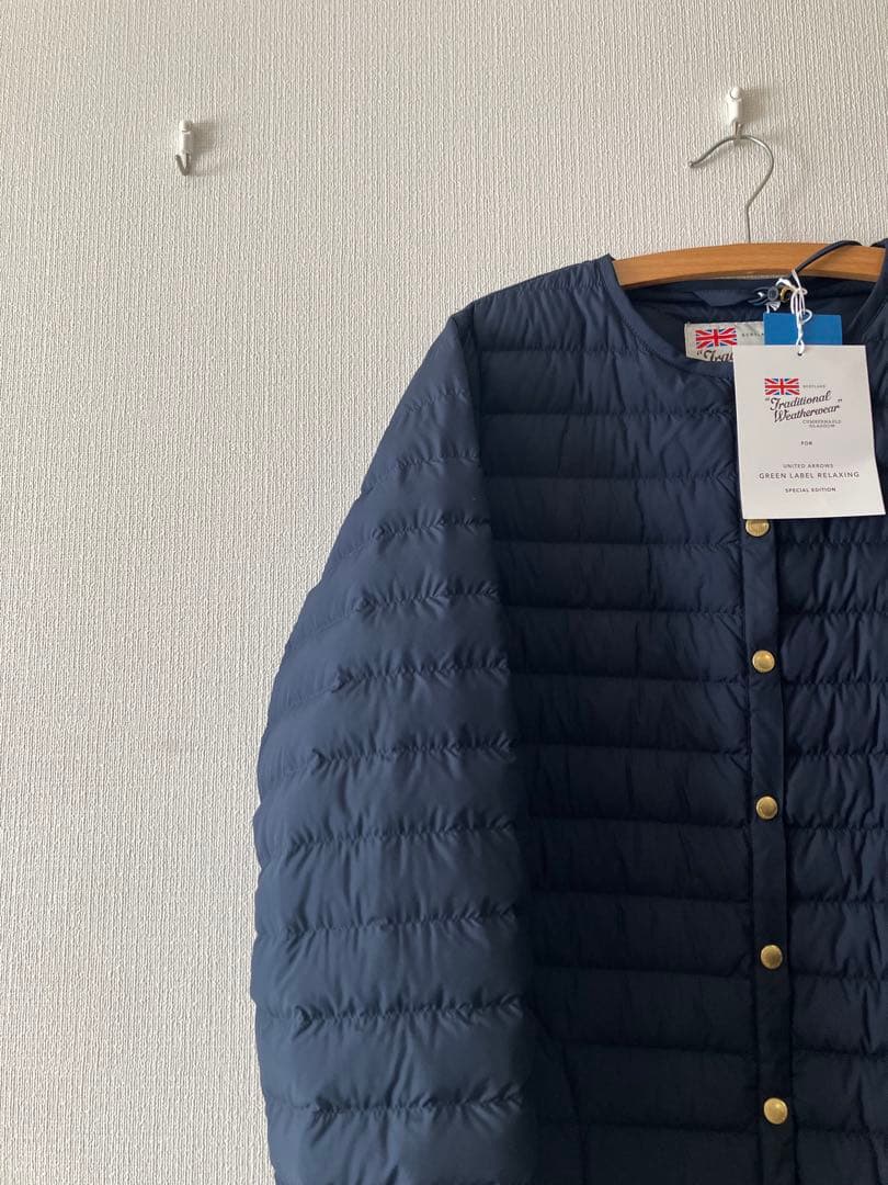 新品　グリーンレーベル　別注　アークリー　キルティング　ロングダウン　ネイビー