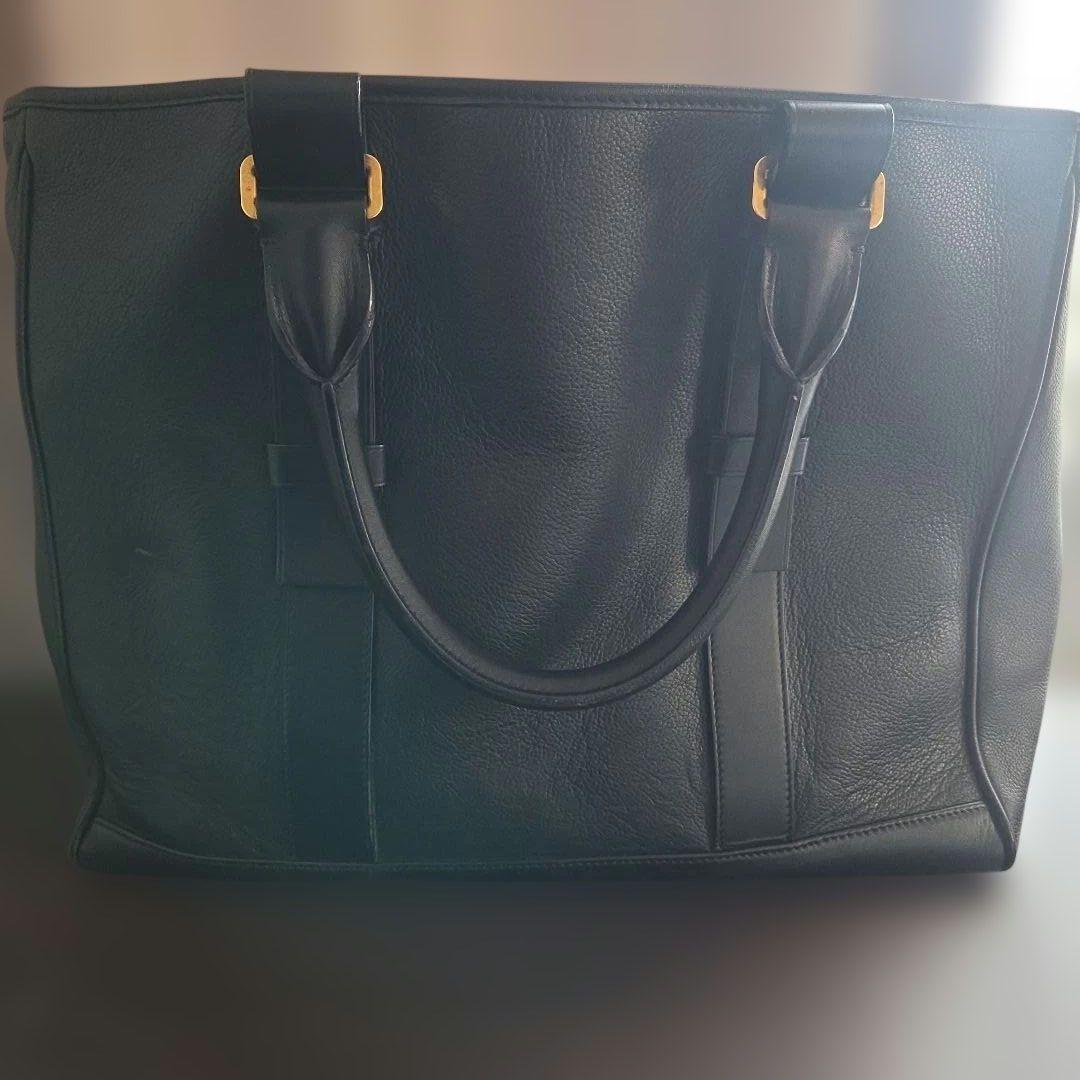 s*i様 トムフォード　黒レザー トートバッグ ゴールド金具