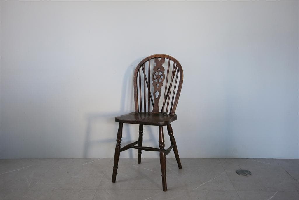 英国アンティーク木製ホイールバックチェア/ダイニングイス/椅子(91-203-2