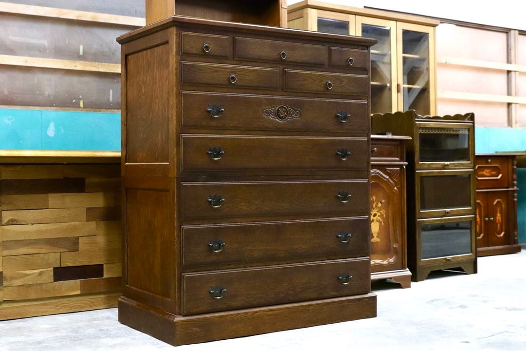 GMHF71○えぞ民芸家具 蝦夷民芸家具 EZO ハイチェスト 整理箪笥 収納家