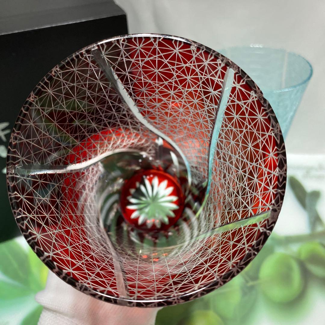 未使用　キリコ　切子　ビアグラス　タンブラー　2個セット　手作り　箱入
