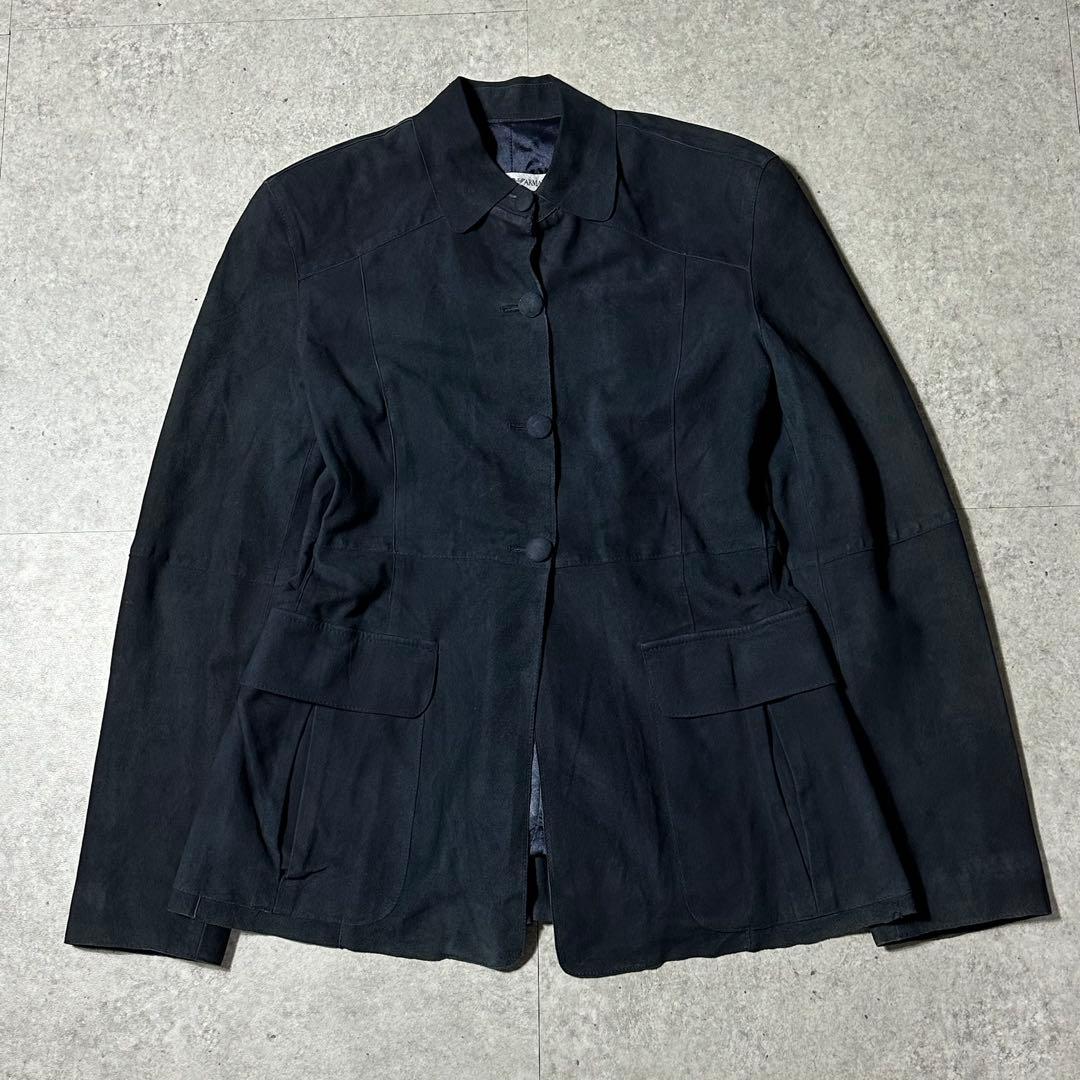 90s EMPORIO ARMANI スウェード ジャケット 40 黒系