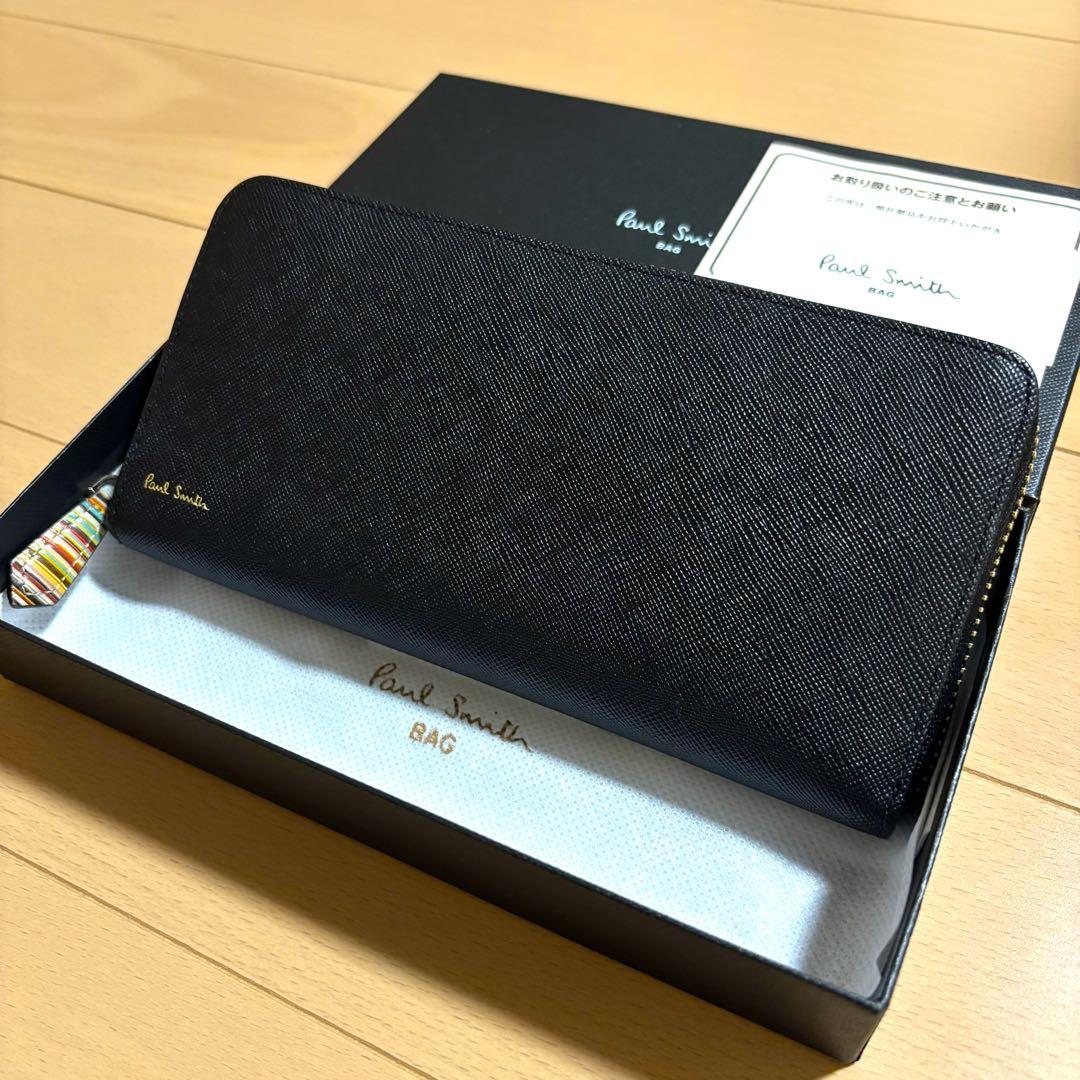 レア　Paul Smith ジップストローグレイン　長財布　ほぼ未使用品　黒