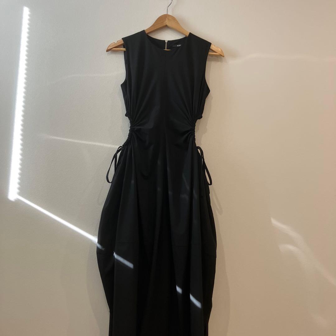 SORIN TR Stretch Velour Sleeves Dress 黒
