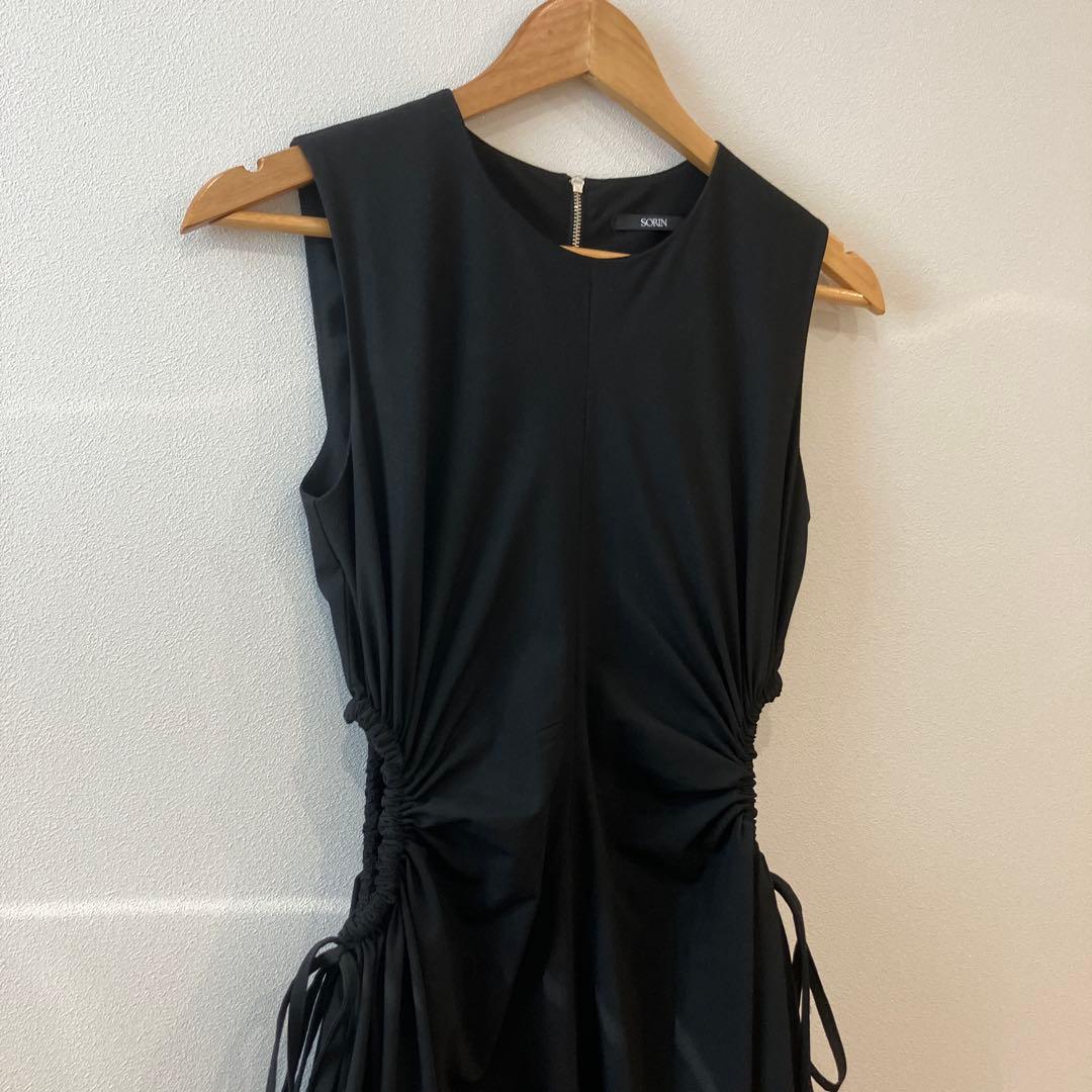 SORIN TR Stretch Velour Sleeves Dress 黒