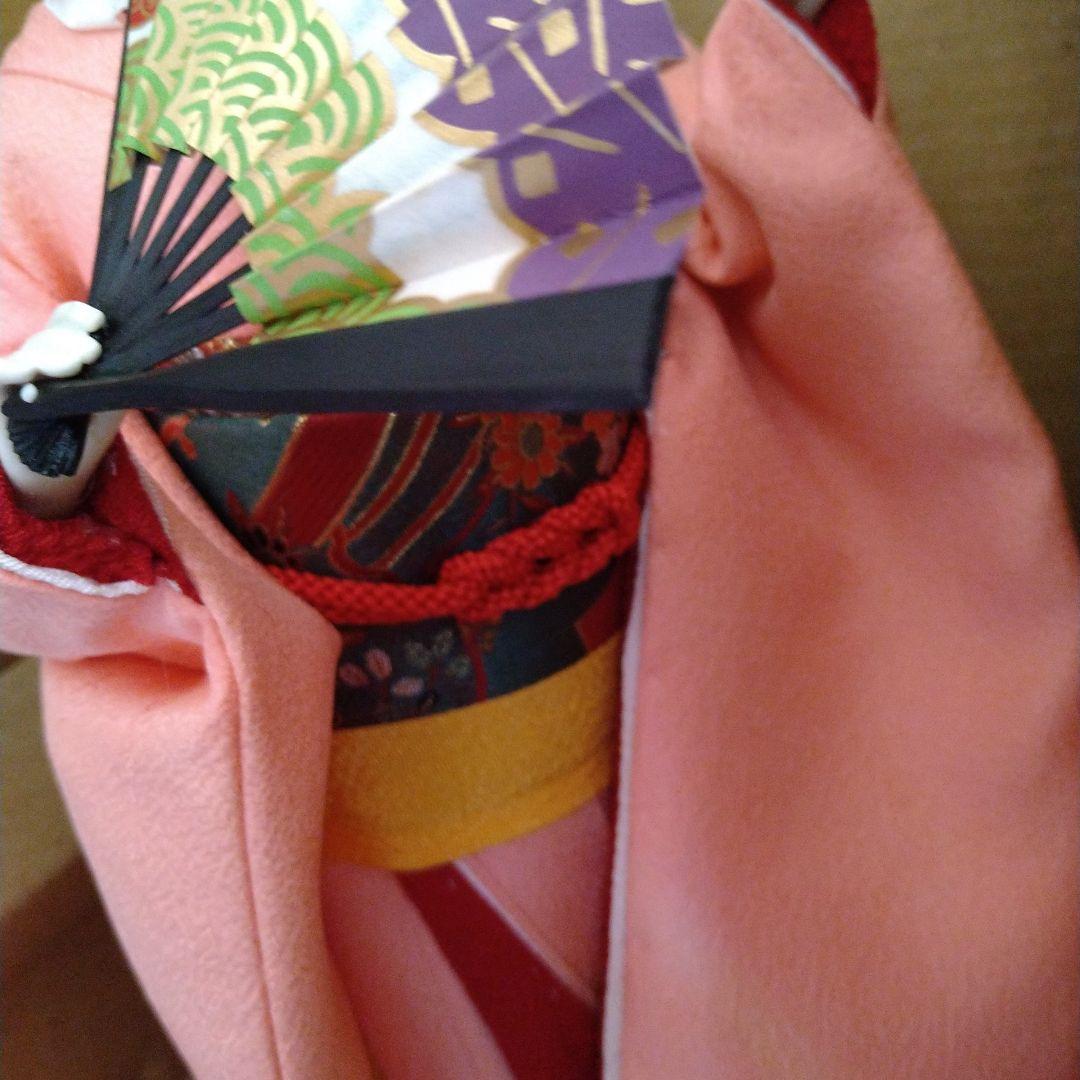 日本人形　着物　ピンク　扇　芸者　舞妓