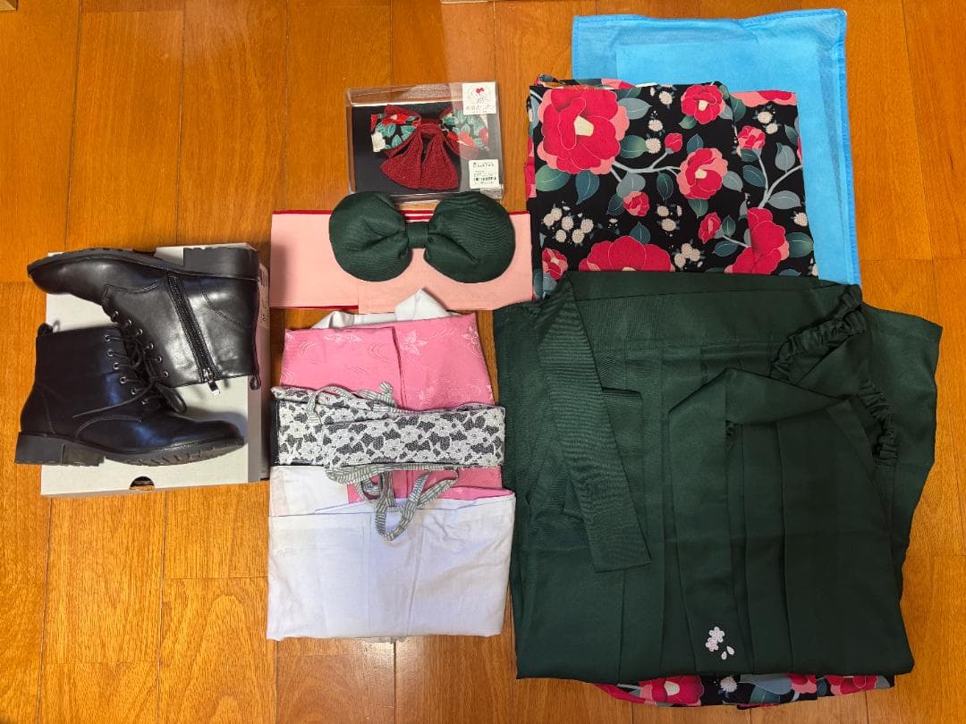 【160】キャサリンコテージ・着付け簡単袴セット・半襦袢二尺袖・ブーツ・リボン