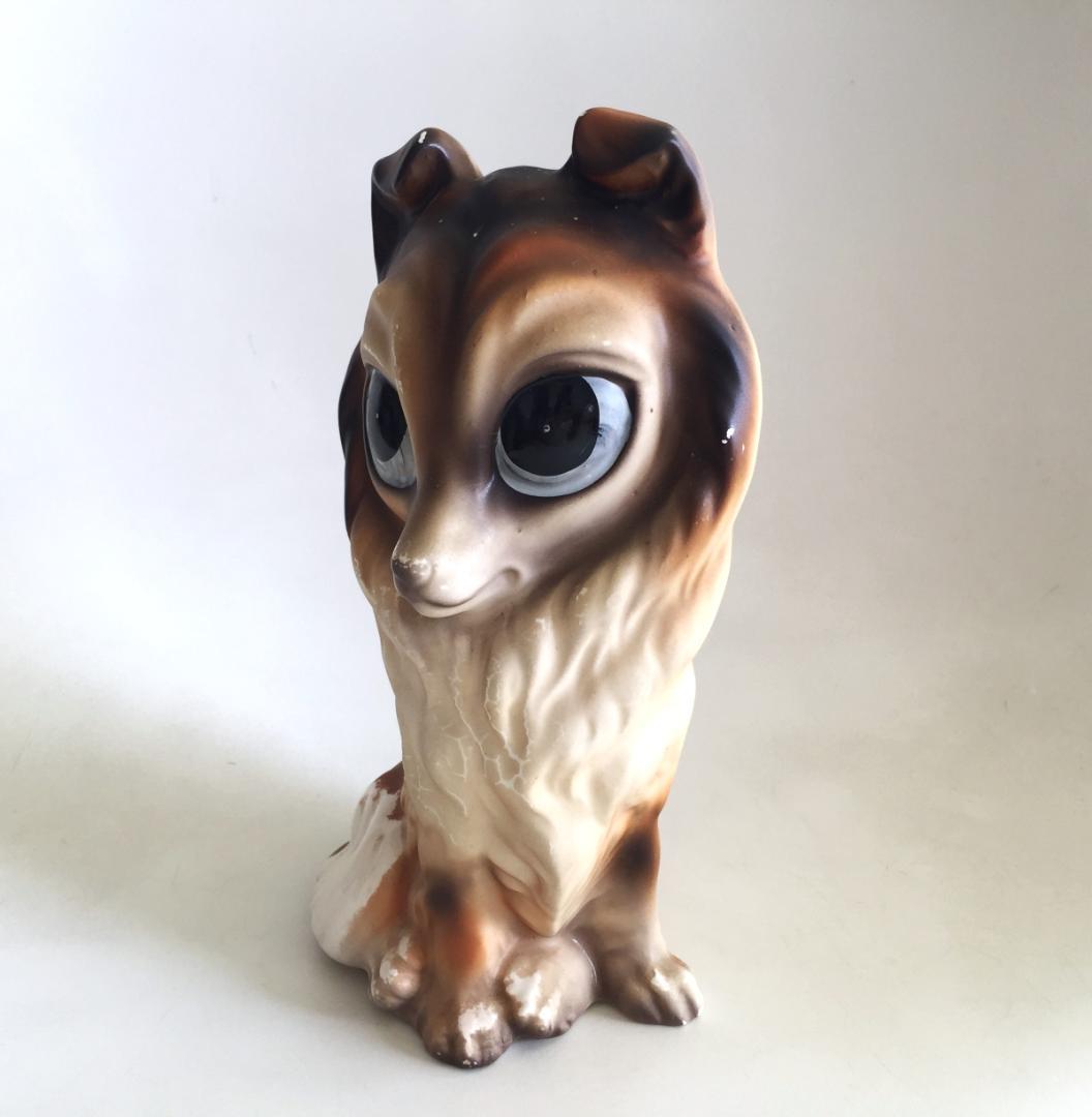 ビンテージ Norleans製 Big eye Dog 置物 陶器 犬 コリー