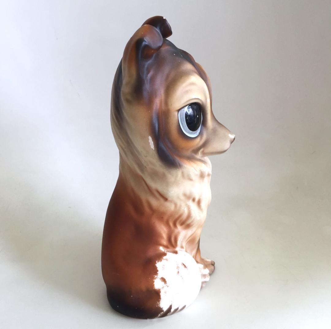 ビンテージ Norleans製 Big eye Dog 置物 陶器 犬 コリー