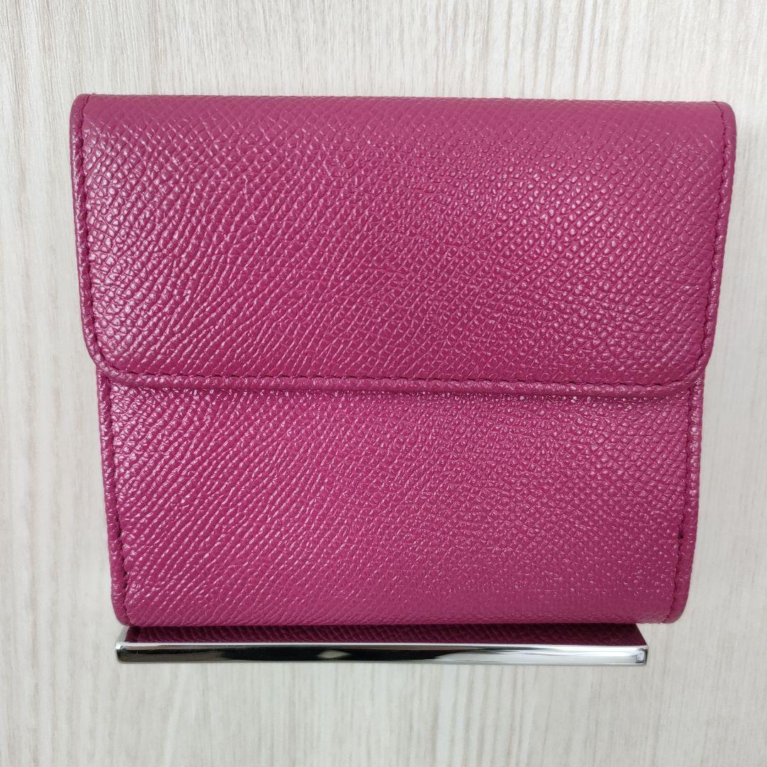 ピンク レザー 三つ折り財布