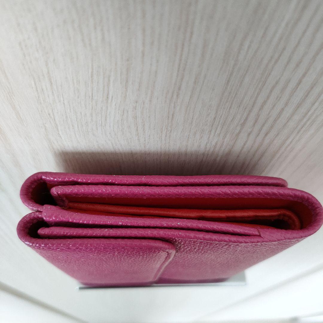 ピンク レザー 三つ折り財布