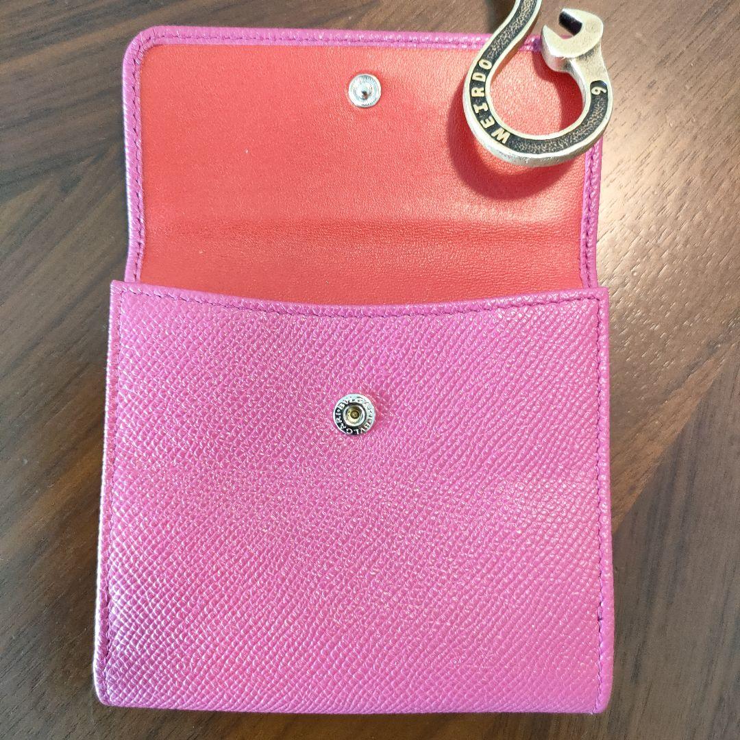 ピンク レザー 三つ折り財布