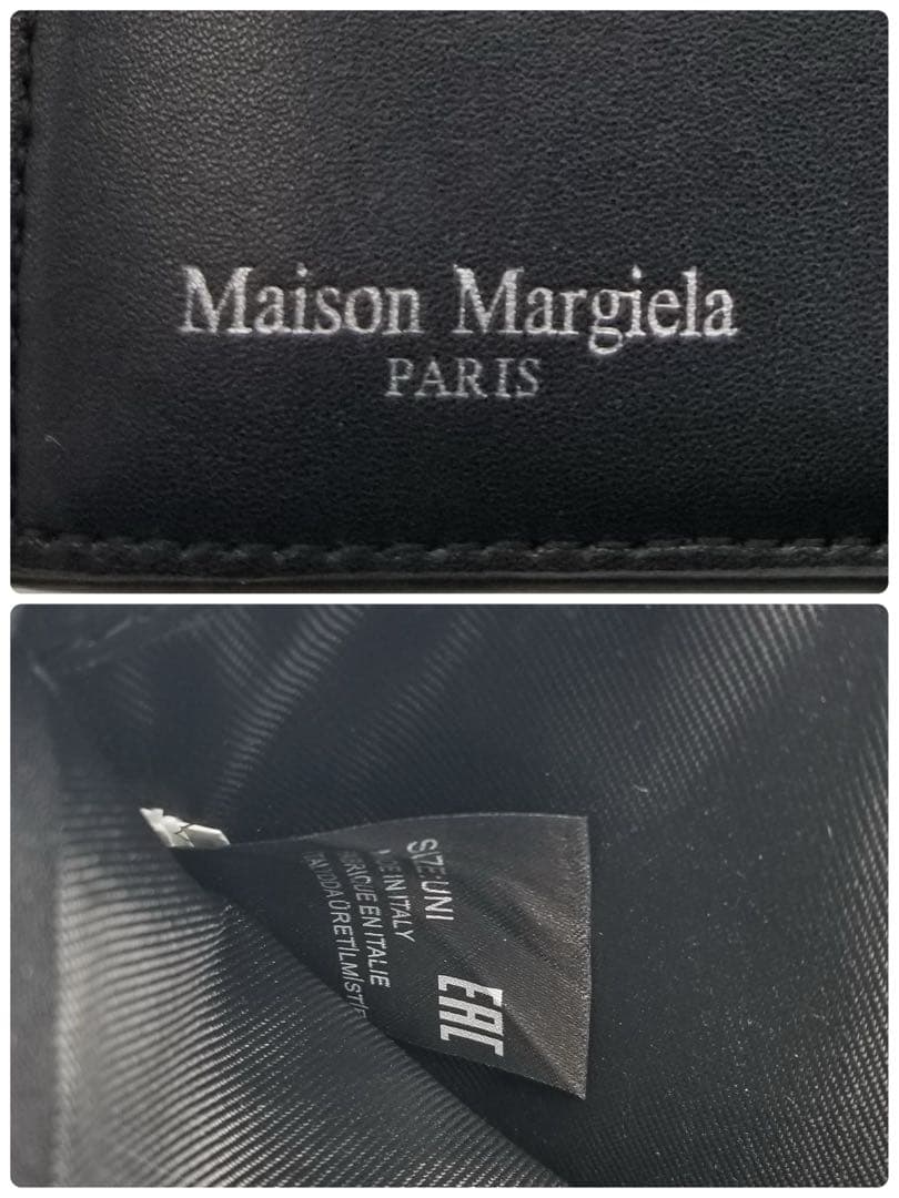 Maison Margiela 黒いレザー二つ折り財布