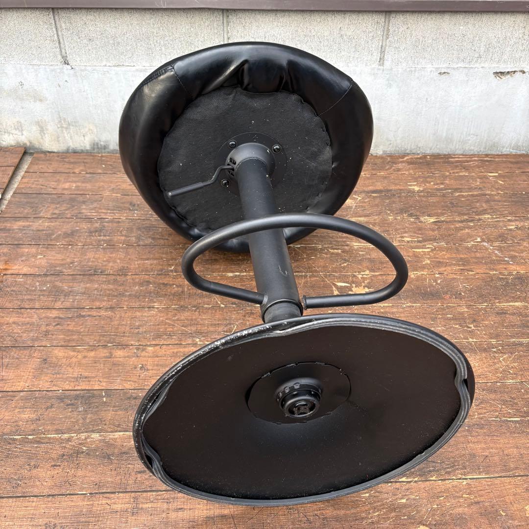 北欧レトロ キルティングレザー 回転式 カウンターチェア バーチェア 古家具
