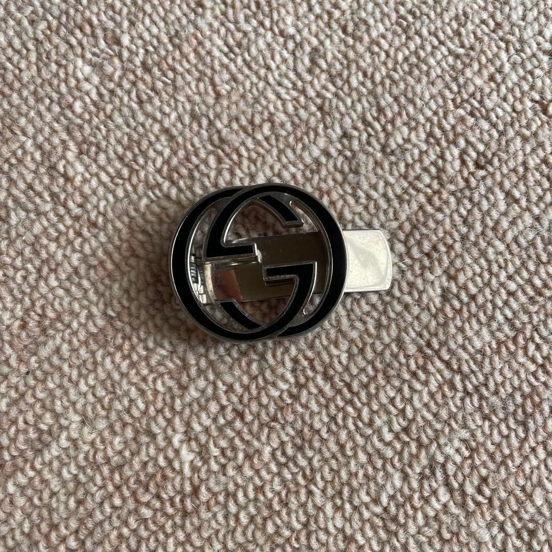 Gucci マネークリップ インターロッキングG メッキ ブラック シルバー