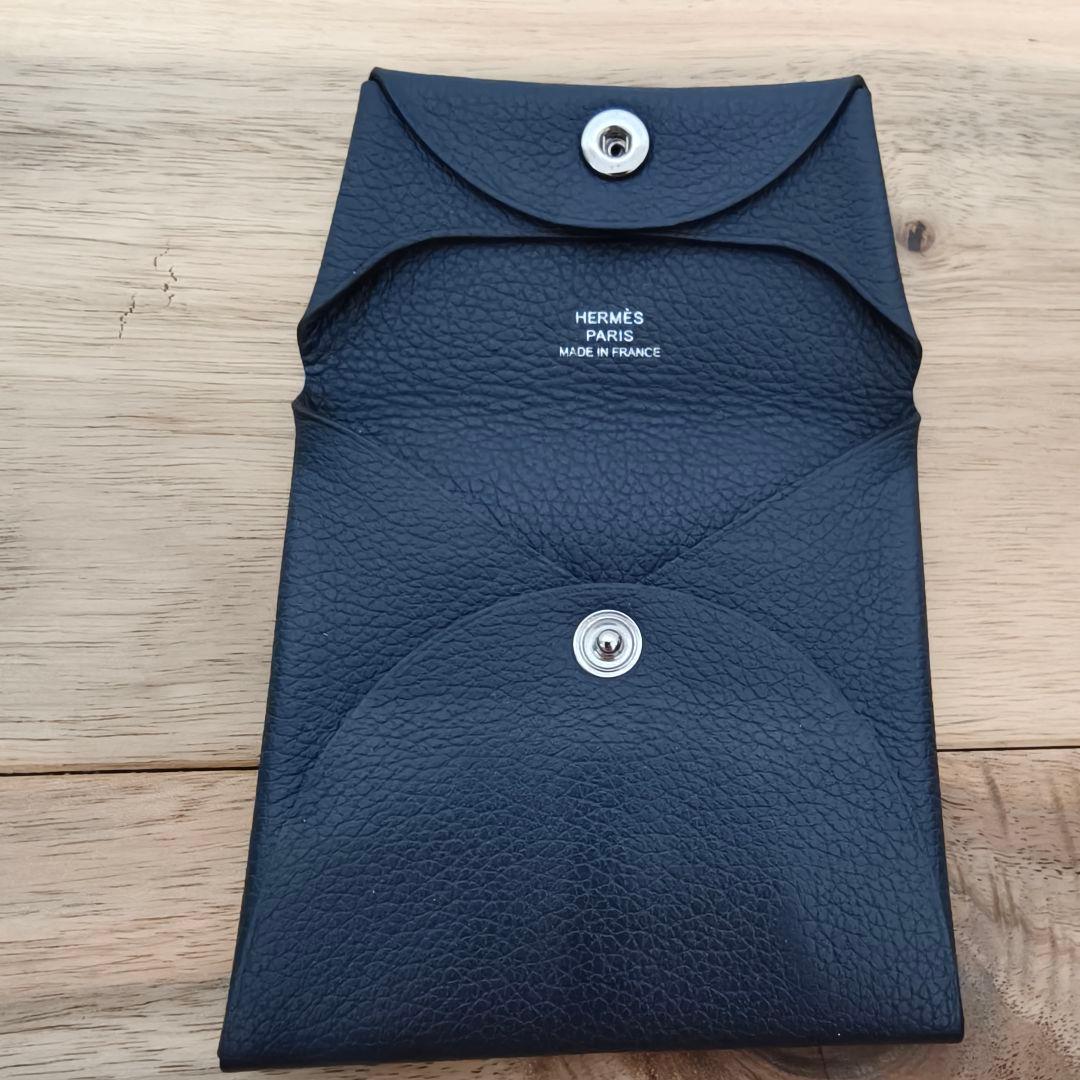 【美品】エルメスHERMES バスティア ケース ネイビー レザー