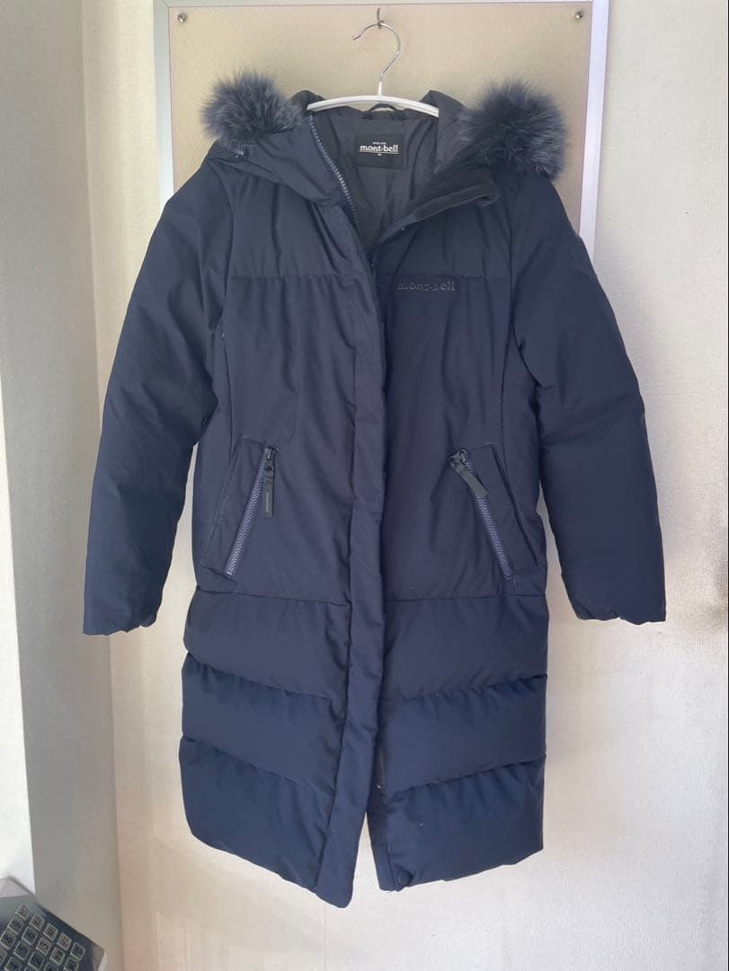 mont-bell ネイビー フード付き ロングダウンジャケット