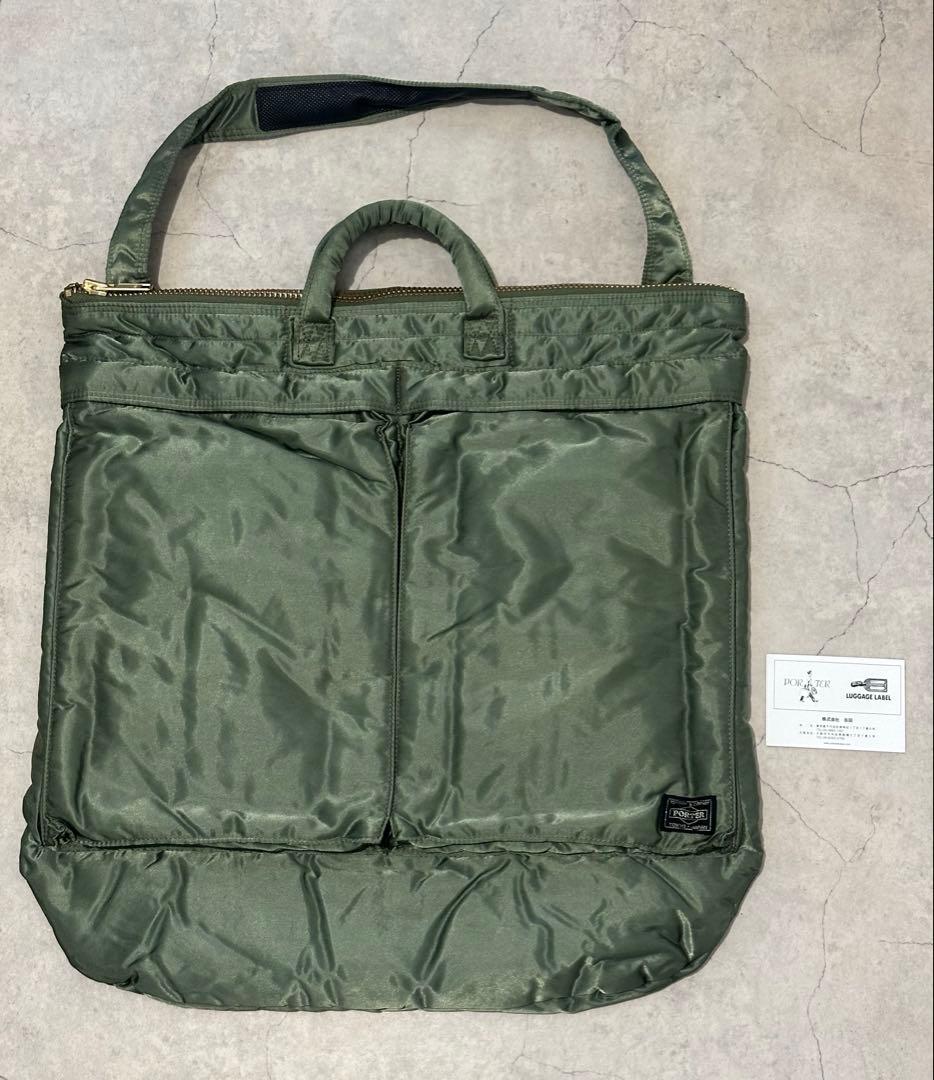 【超美品】ポーター タンカー 旧ヘルメットバッグ セージグリーン 2way