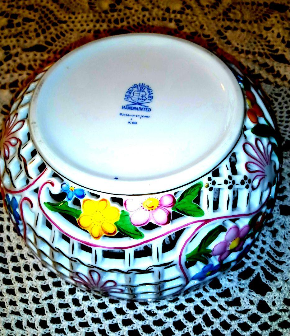 Herend花柄陶器製キャンディ菓子器