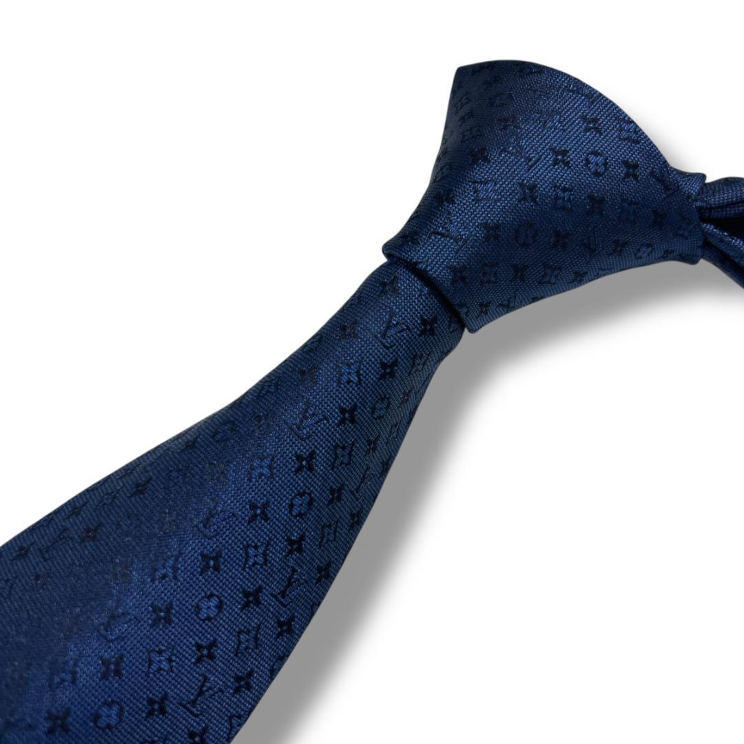 未使用　LOUIS VUITTON モノグラム ネクタイ ネイビー シルク 伊製