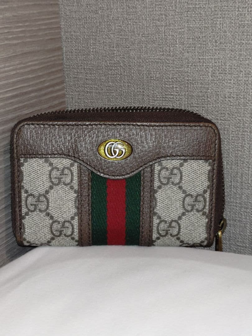 GUCCI グッチ ストライプ キャンバス ケース ベージュ×ブラウン