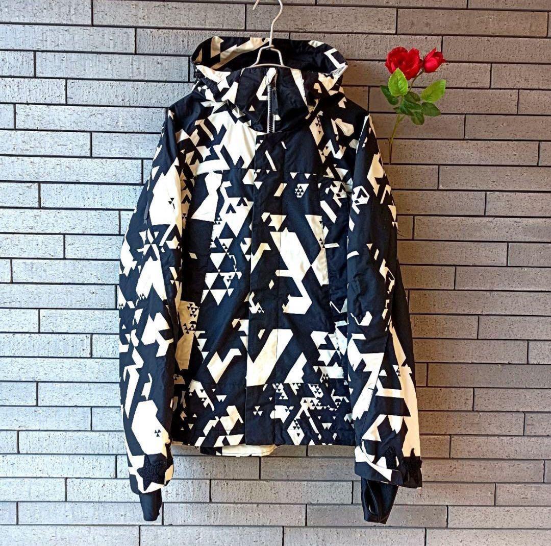 【デサント】美品　スノボージャケット　スキー　白黒モノトーン　L