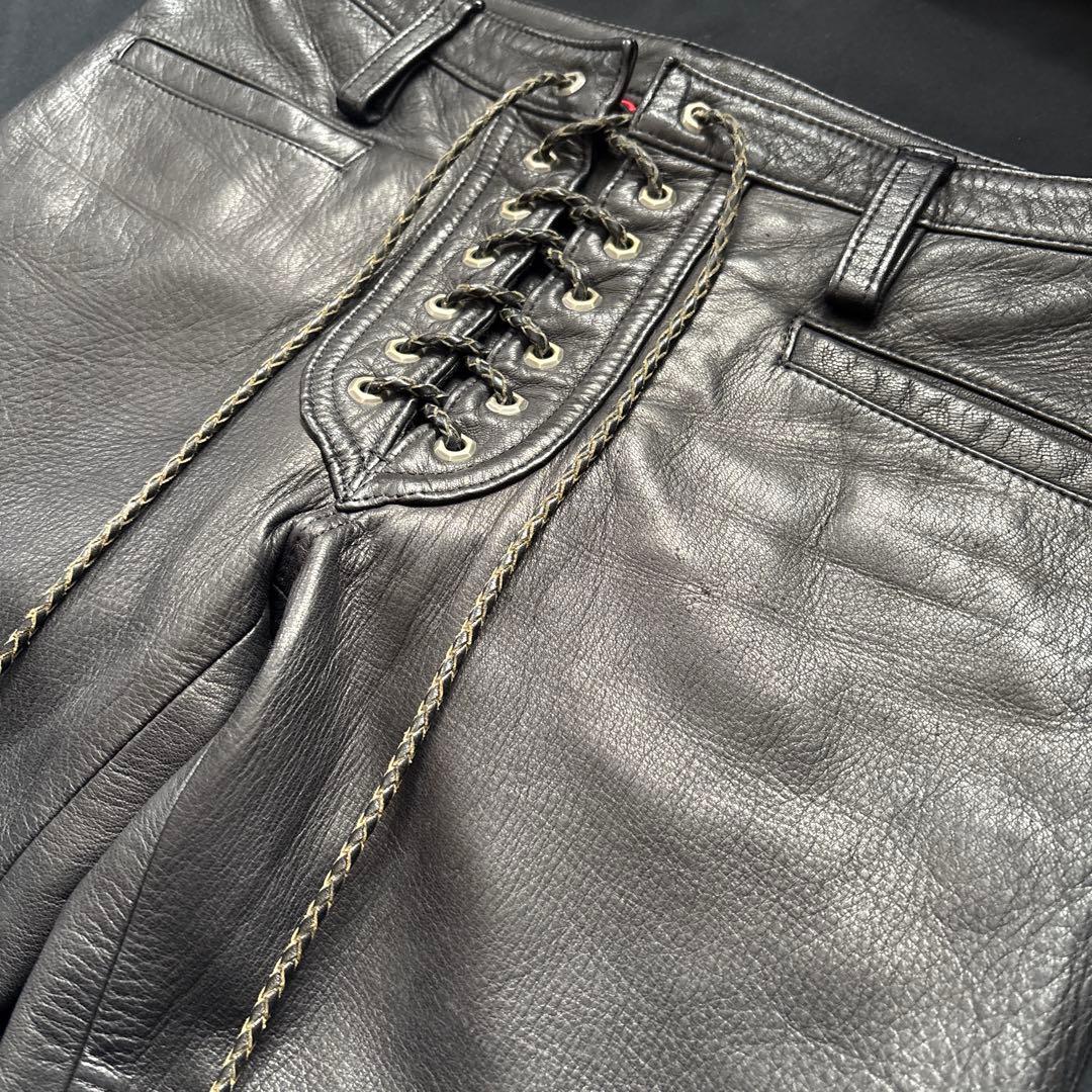 roen ロエン leather pants skull lace up 最安値