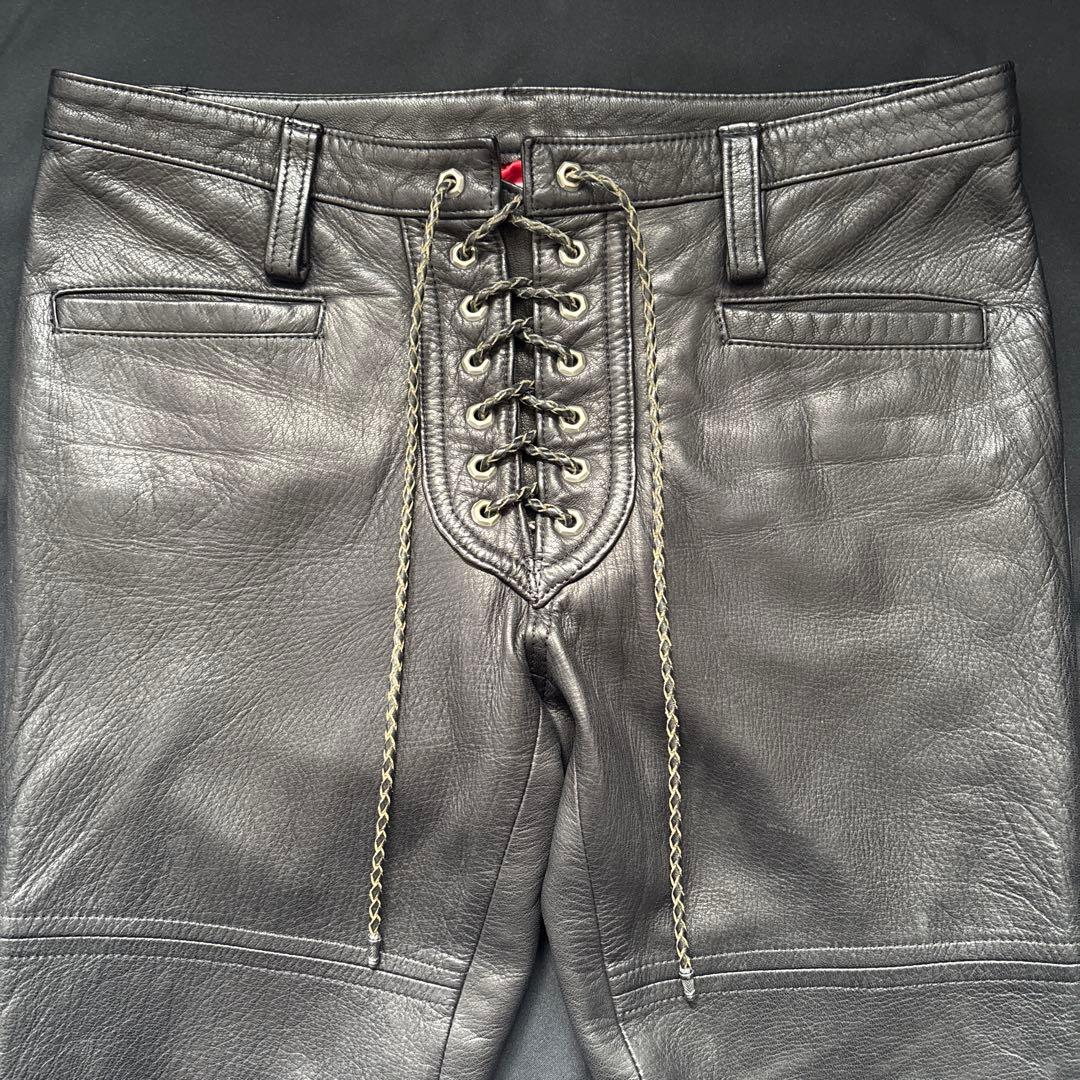 roen ロエン leather pants skull lace up 最安値