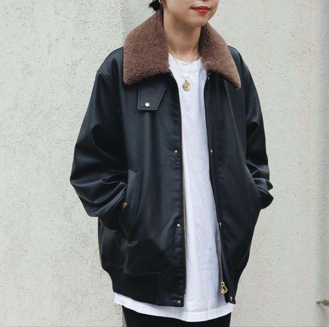 完売商品！アダムエロペ　シンセティックレザーフライトジャケット　ブラック