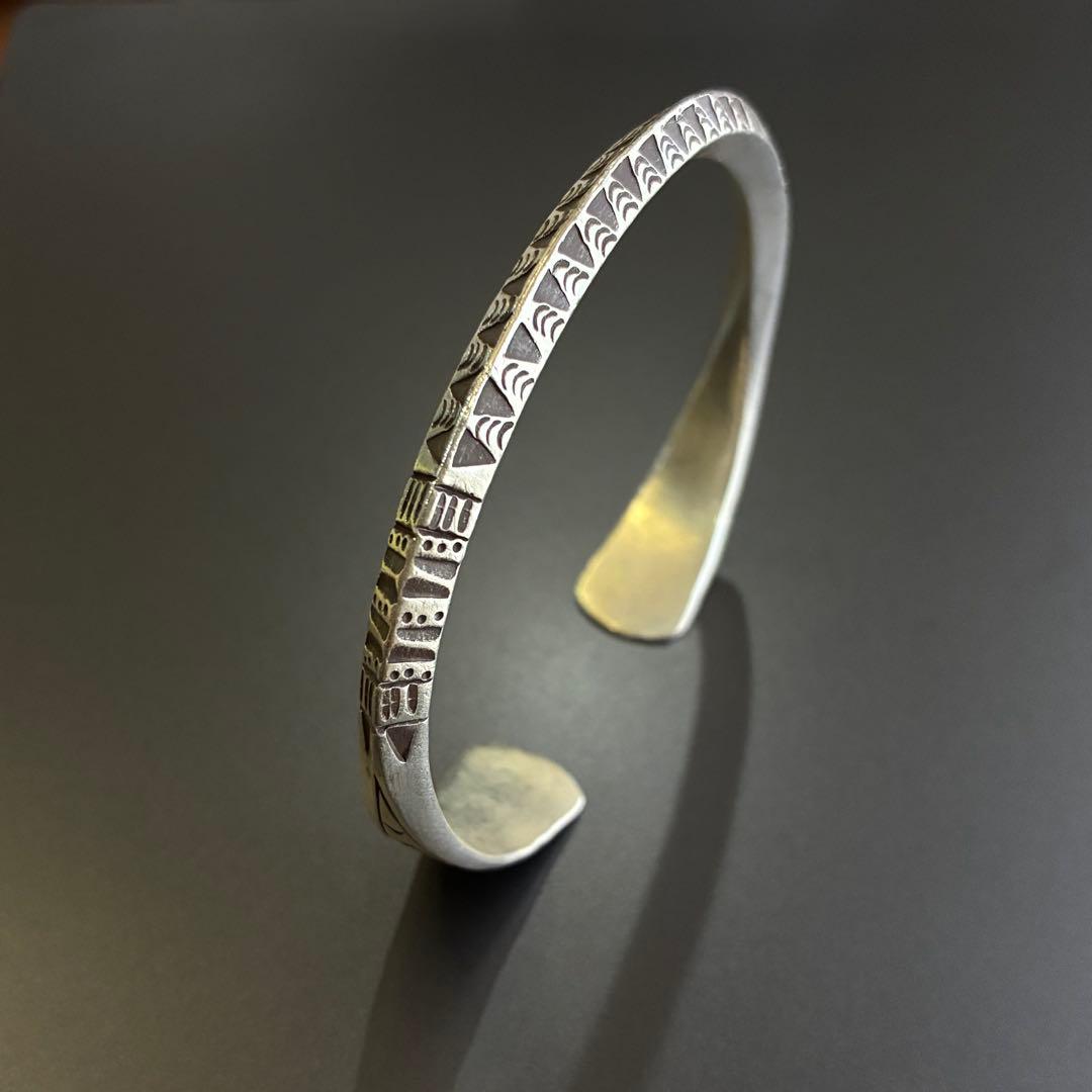 カレンシルバー バングル 魔除け 柄 カレン族 シルバー ブレスレット