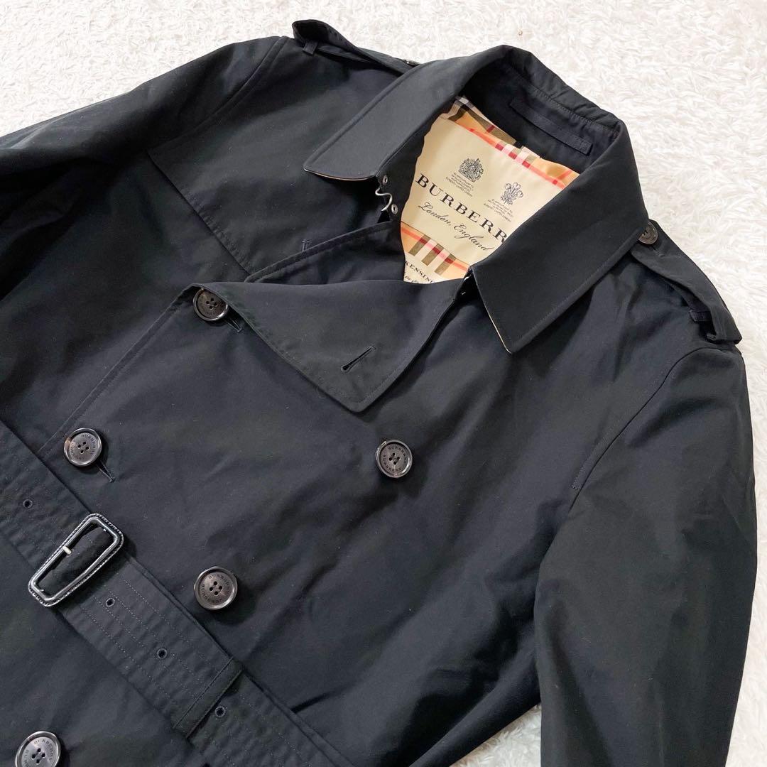 近年極美品！バーバリー ケンジントン トレンチコート ノバチェック 黒 50XL