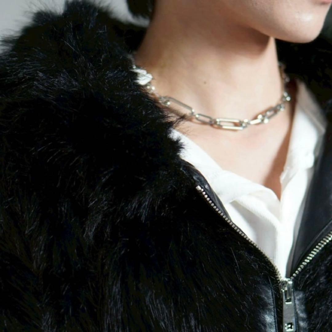 Chikashitsu +オーバーサイズフーデッドファーブルゾン ブラック