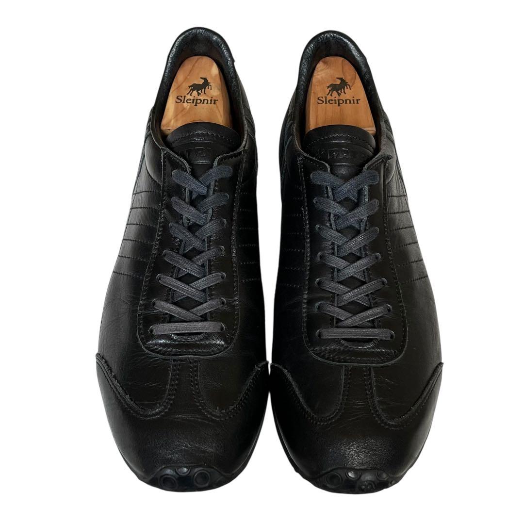 美品 PATRICK 42 パミール ウォータープルーフ レザー スニーカー 黒