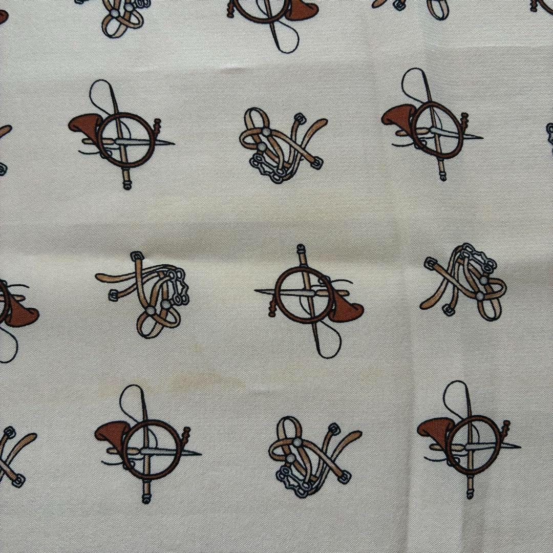 【美品】CELINE セリーヌ スカーフ 馬具モチーフ ブラウン系 116×26