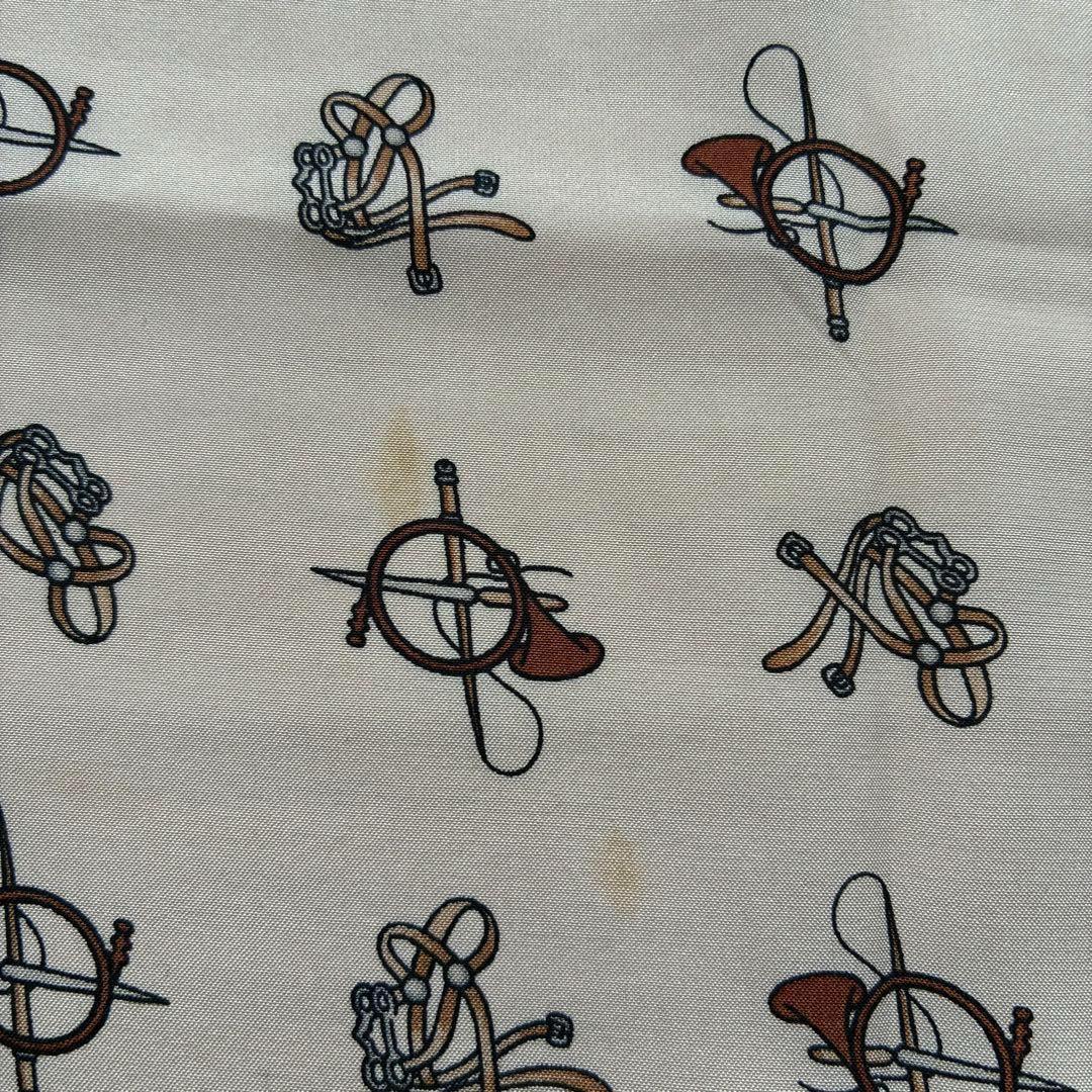 【美品】CELINE セリーヌ スカーフ 馬具モチーフ ブラウン系 116×26