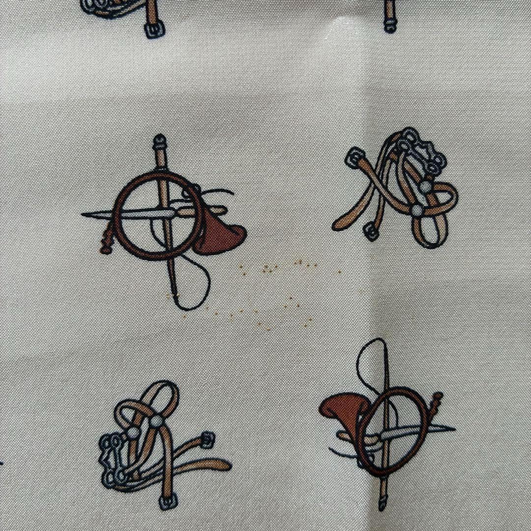 【美品】CELINE セリーヌ スカーフ 馬具モチーフ ブラウン系 116×26