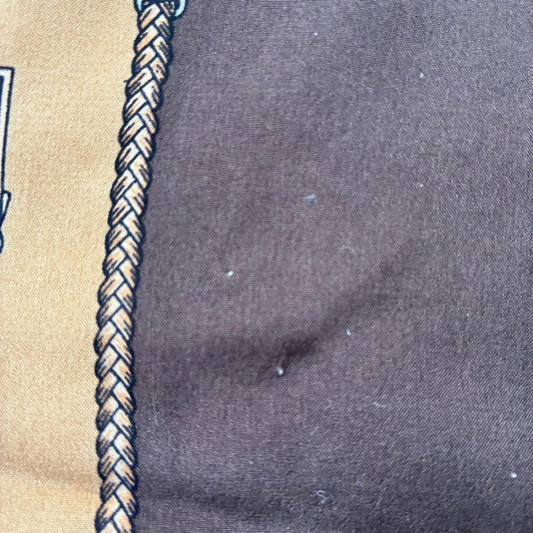 【美品】CELINE セリーヌ スカーフ 馬具モチーフ ブラウン系 116×26