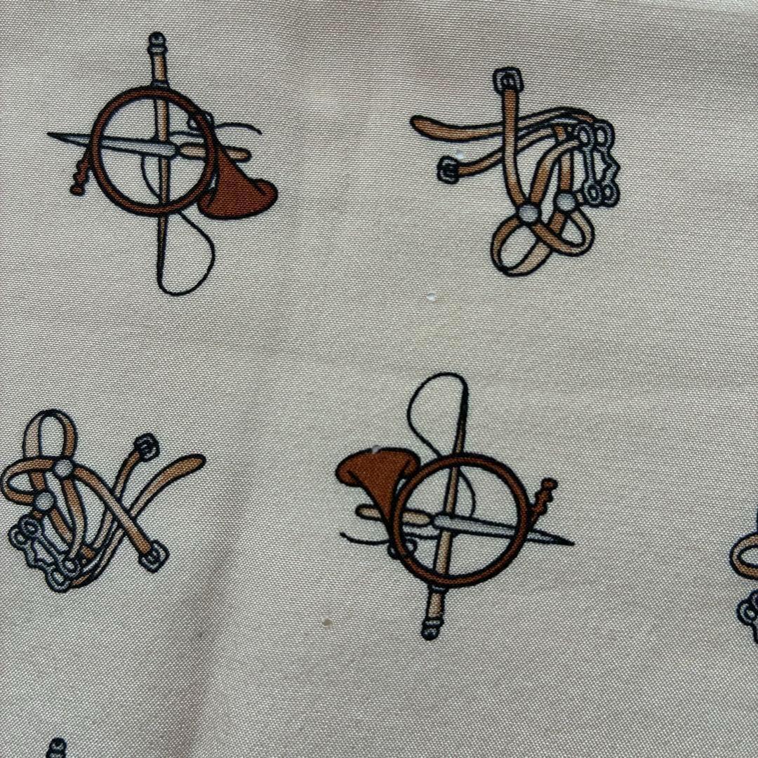 【美品】CELINE セリーヌ スカーフ 馬具モチーフ ブラウン系 116×26