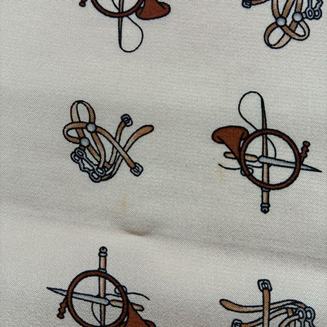 【美品】CELINE セリーヌ スカーフ 馬具モチーフ ブラウン系 116×26