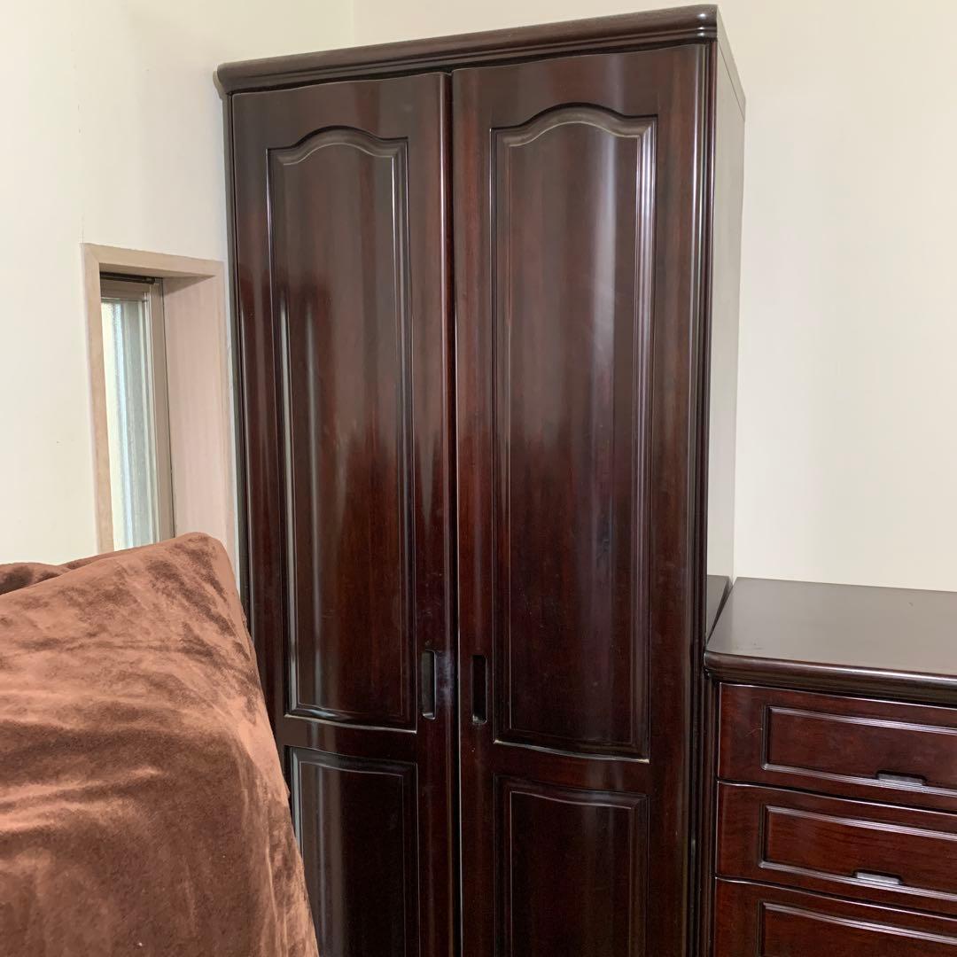 送料込！⭐︎内部桐のクローゼット　高級府中家具　紫檀　無垢の木材　収納付き